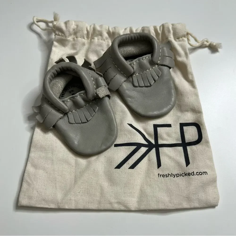 FRESHLY PICKED Gray Baby Moccasins Size 0
